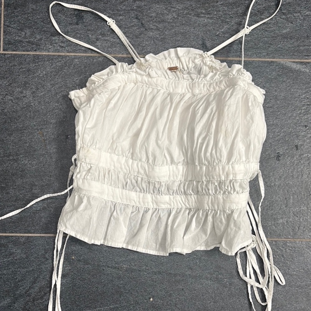 FP White Ruffled Gabby Top